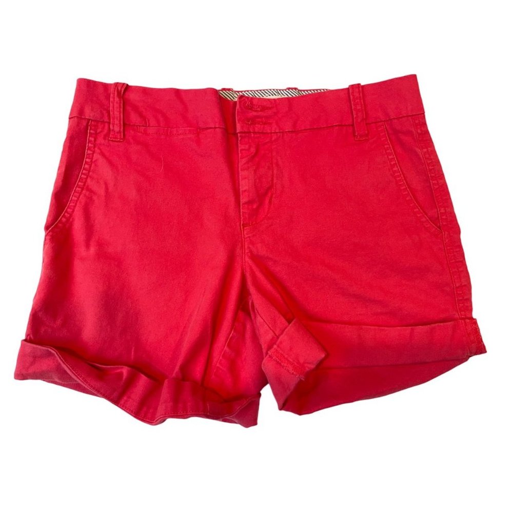 Modern Supply Women's Chino Shorts XH208Q40 Low-Rise Cotton Cuffed Hem Red SZ 2